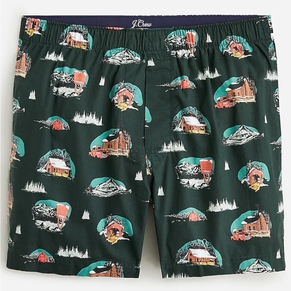 J crew boxers 4” winter cabin green multicolor